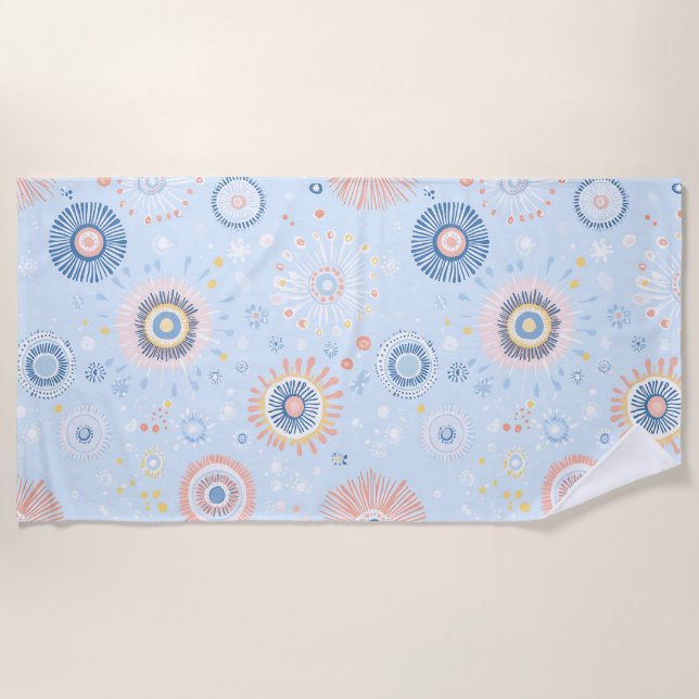 Colourful Summer Citrus Pattern Beach Towel (Front)