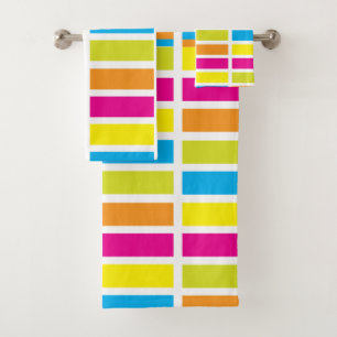 Colourful Summer Colour Stripe Bath Towel Set