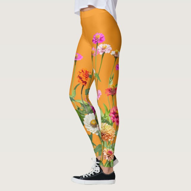 Colourful Summer Daisies Floral Leggings (Left)