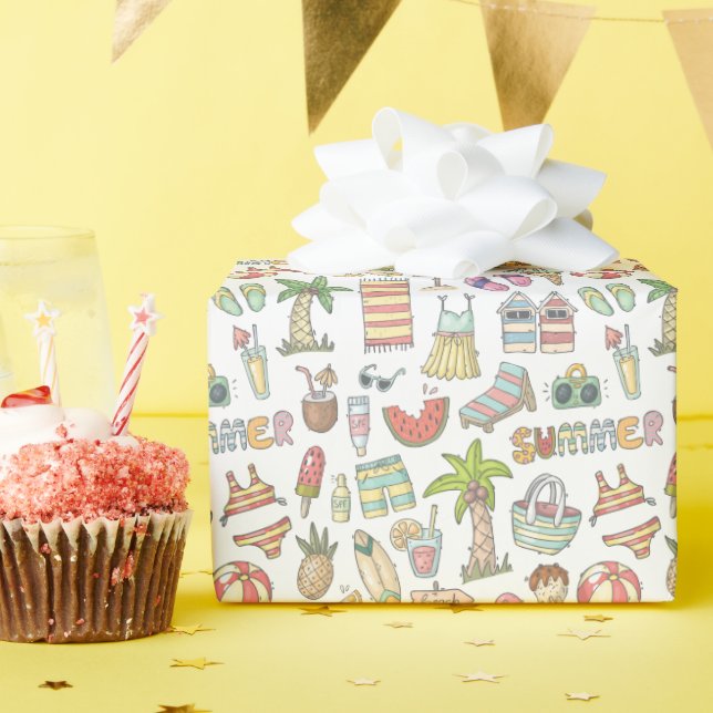 Colourful Summer Doodles Wrapping Paper (Birthday Party)