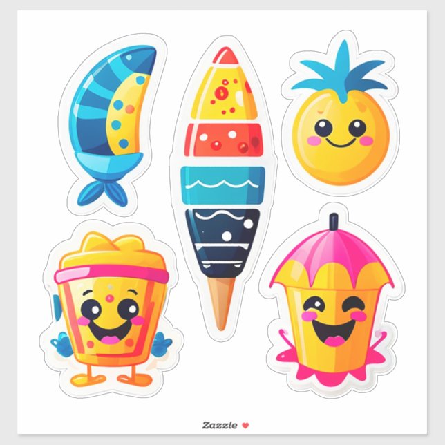 Colourful Summer Emoji Sticker (Sheet)