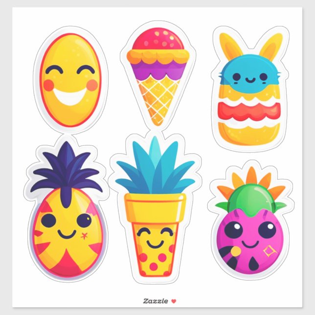 Colourful Summer Emoji Sticker (Sheet)