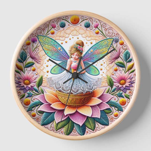 Colourful Summer Fairy Flower And Ice-Cream Clock (Front)