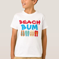 Colourful Summer Flip Flops Beach Bum Kids T Shirt