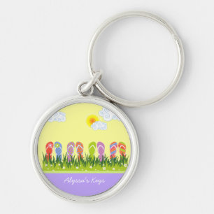 Colourful Summer Flip Flops Fun In The Sun Garden Key Ring