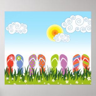 Colourful Summer Flip Flops Fun In The Sun Garden Poster