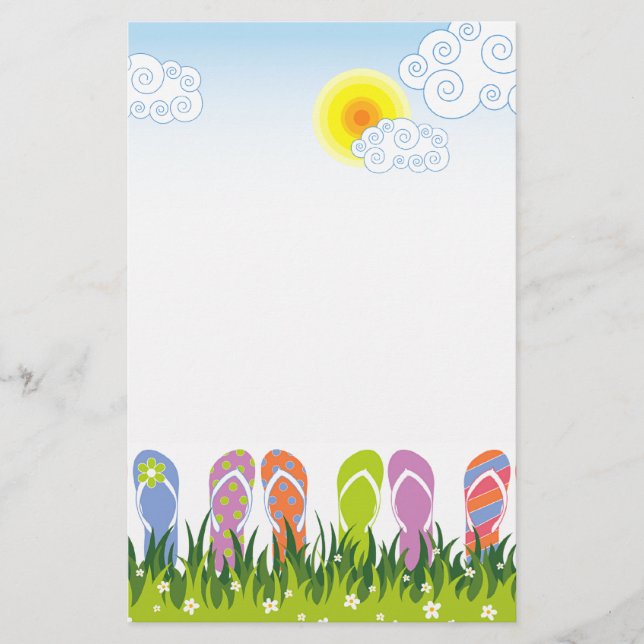Colourful Summer Flip Flops Fun In The Sun Garden Stationery (Front)