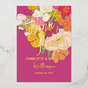 Colourful Summer Floral Garden Wedding Thank You