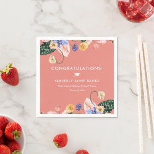 Colourful Summer Floral Graduation Napkins