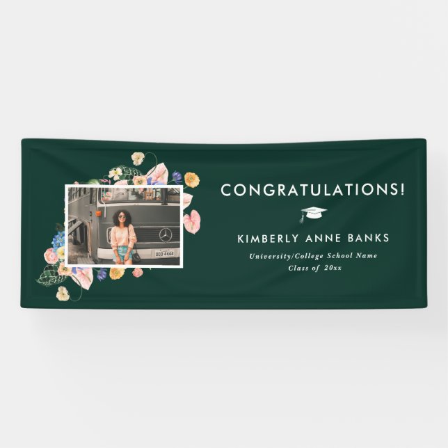 Colourful Summer Floral Graduation Photo Banner (Horizontal)