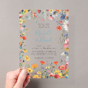 Colourful Summer Floral Wedding Acrylic Invitations