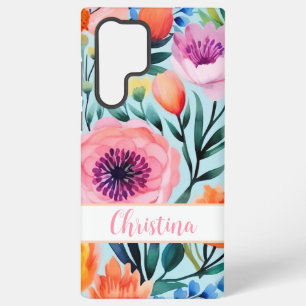 colourful summer flower design with name  samsung galaxy case