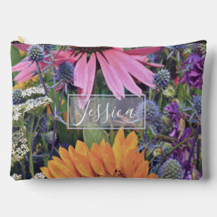 Colourful Summer Flower Garden Personalised Accessory Pouch