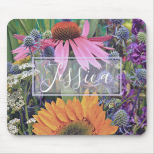 Colourful Summer Flower Garden Personalised Mouse Pad