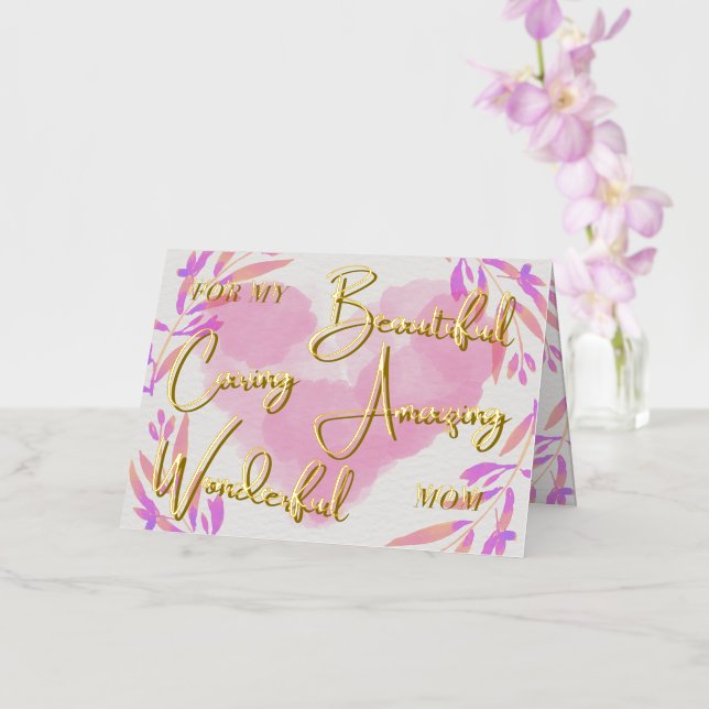 Colourful Summer Flowers Mother's day Foil Holiday Card (Orchid)