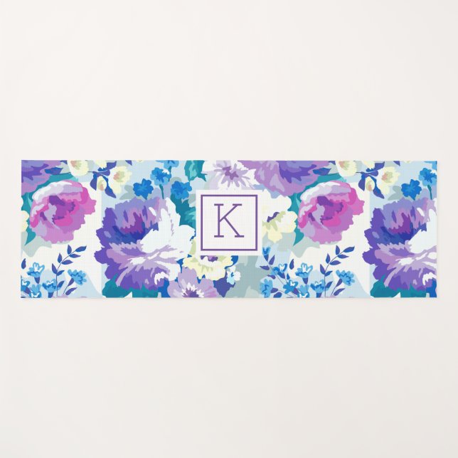 Colourful summer flowers pattern collage yoga mat (Front (Horizontal))