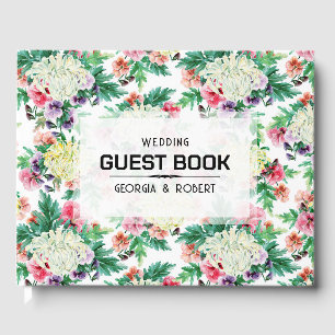Colourful Summer flowers pattern Guest Book