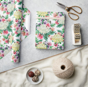 Colourful summer flowers pattern wrapping paper