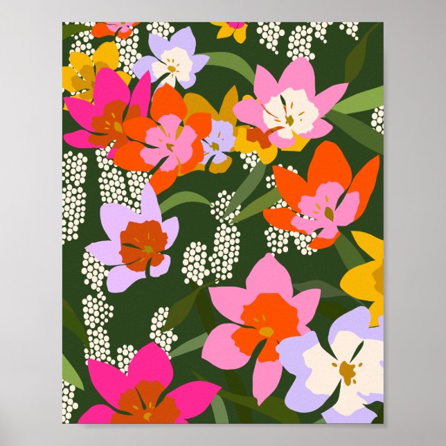 Colourful Summer Flowers Poster (Front)