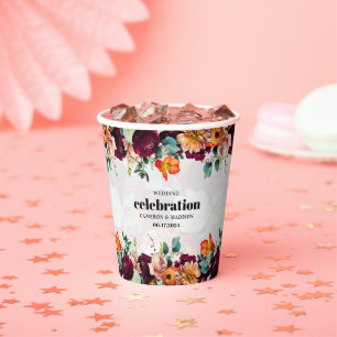 Colourful Summer Flowers Wedding Paper Cups