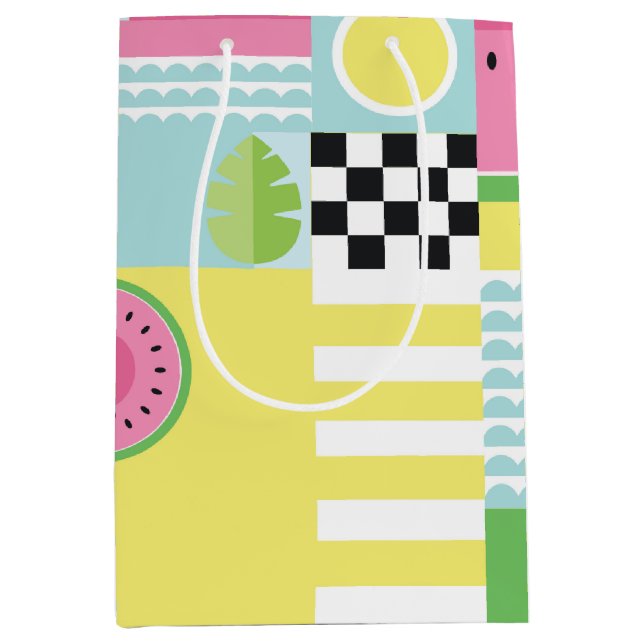 Colourful summer fruit mosaic pattern medium gift bag (Front)