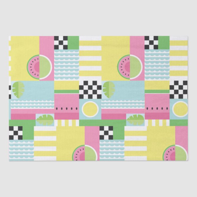 Colourful summer fruit mosaic pattern  tissue paper (Front)