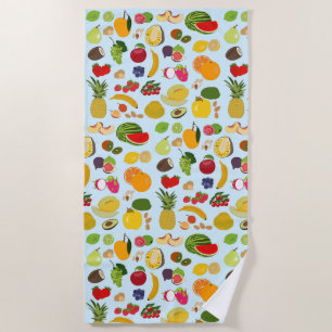 Colourful Summer Fruit Pattern Beach Towel