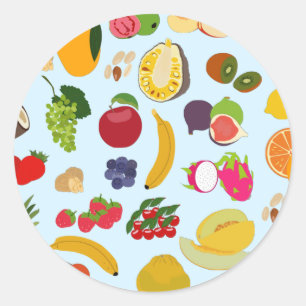 Colourful Summer Fruit Pattern Classic Round Sticker