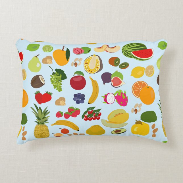 Colourful Summer Fruit Pattern Decorative Cushion (Front)