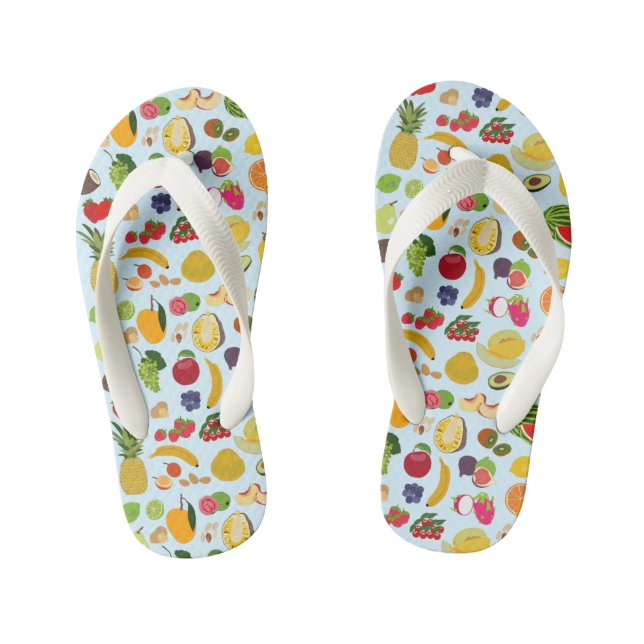Colourful Summer Fruit Pattern Kid's Jandals (Footbed)