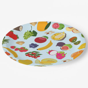 Colourful Summer Fruit Pattern Paper Plate