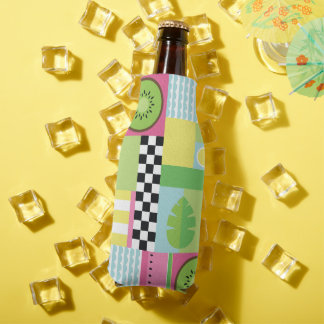 Colourful summer fruit pink green yellow mosaic bottle cooler