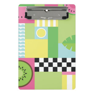 Colourful summer fruit pink green yellow mosaic mini clipboard