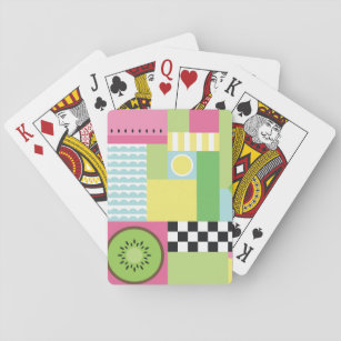 Colourful summer fruit pink green yellow mosaic  playing cards