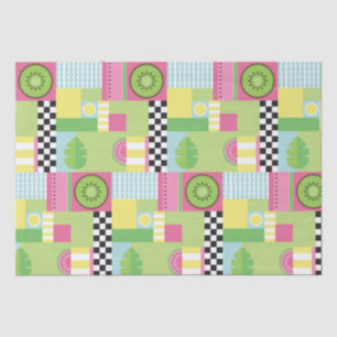 Colourful summer fruit pink green yellow mosaic tissue paper