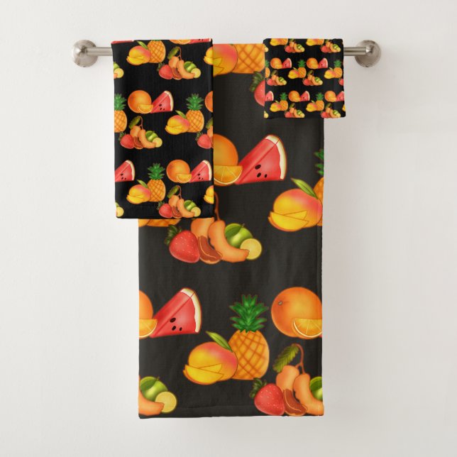 Colourful Summer Fruit Salad Bath Towel Set (Insitu)