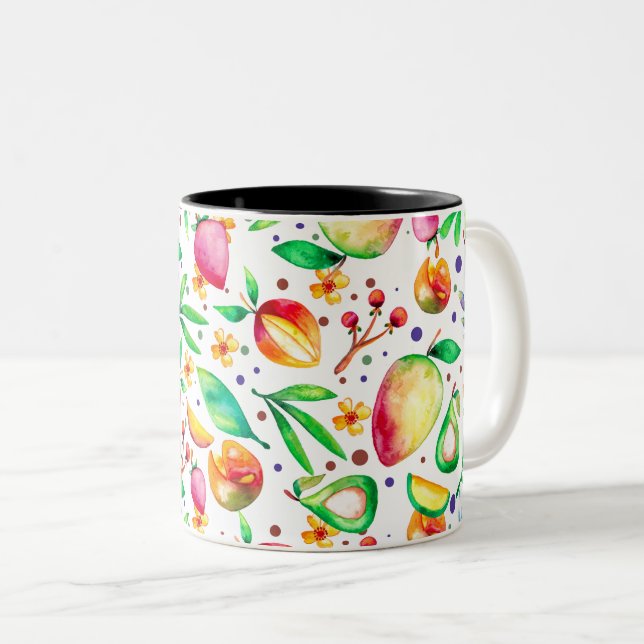 Colourful summer fruits pattern Two-Tone coffee mug (Front Right)