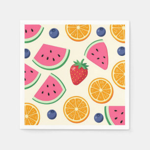 Colourful Summer Fruits Watermelon Orange Napkin