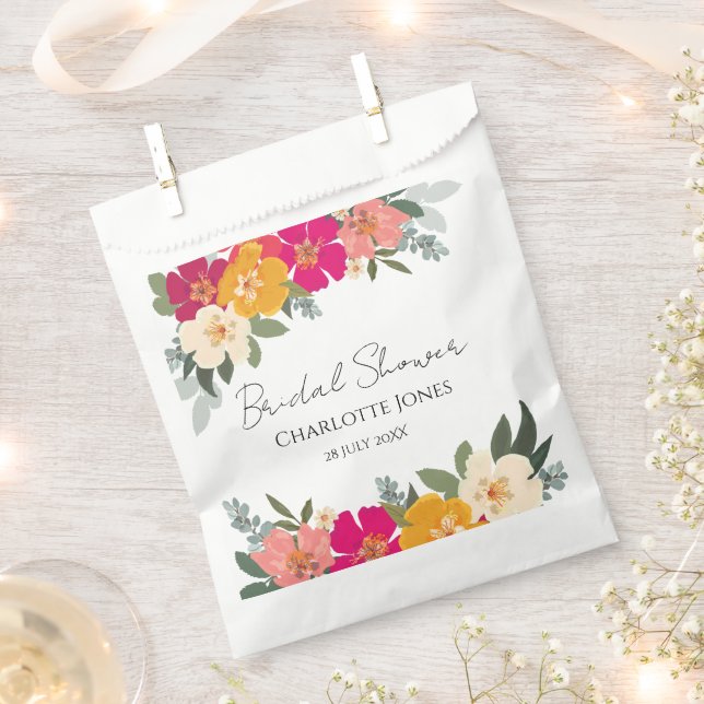  Colourful Summer Garden Bright Floral Bride Showe Favour Bags (Clipped)