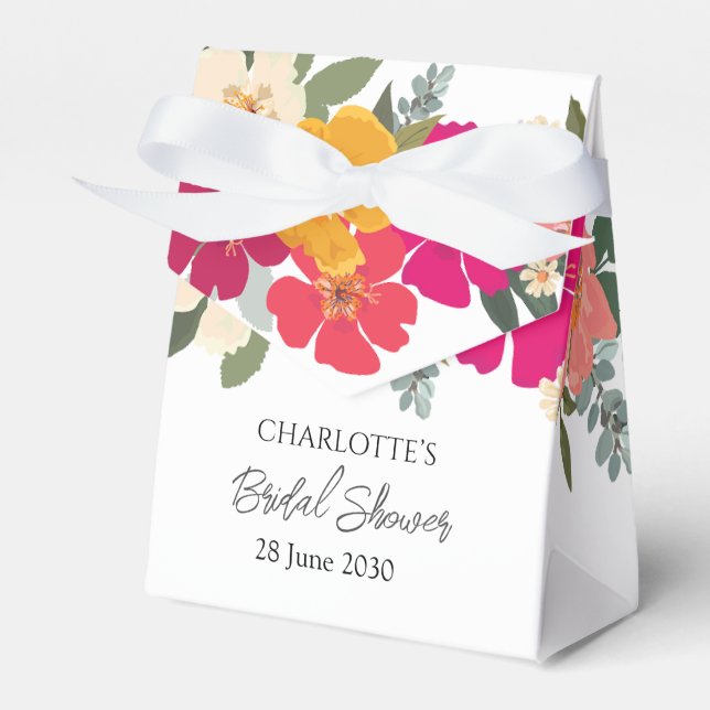  Colourful Summer Garden Bright Floral Bride Showe Favour Box (Front Side)