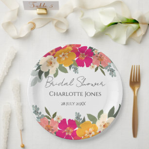  Colourful Summer Garden Bright Floral Bride Showe Paper Plate