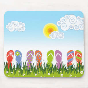 Colourful Summer Garden Flip Flops Fun In The Sun Mouse Pad