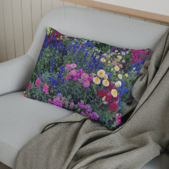 Colourful Summer Garden Floral Pillowcase (In Situ)