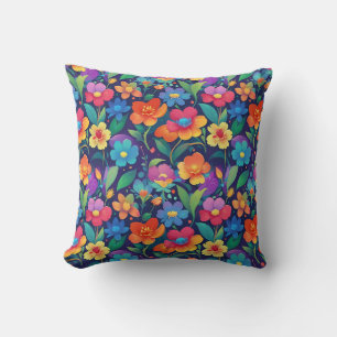 Colourful Summer Garden Floral Seamless Pattern Cushion