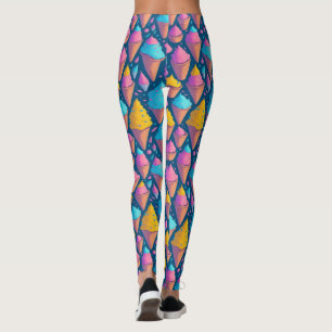 Colourful Summer Ice Cream Cones Sweets Pattern  Leggings