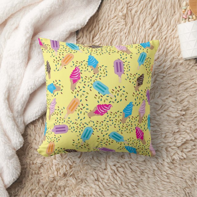 Colourful Summer Ice Cream Ice Pops Pattern Cushion (Blanket)