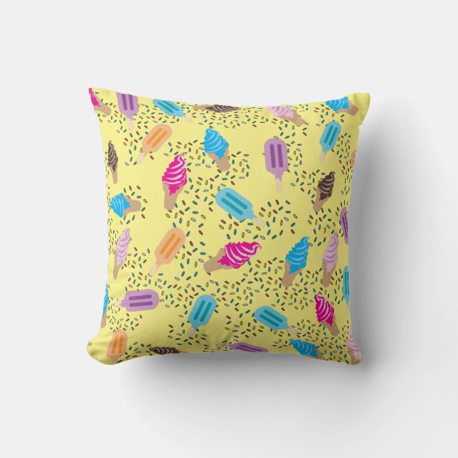 Colourful Summer Ice Cream Ice Pops Pattern Cushion (Front)