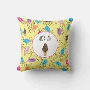 Colourful Summer Ice Cream Ice Pops Pattern Cushion