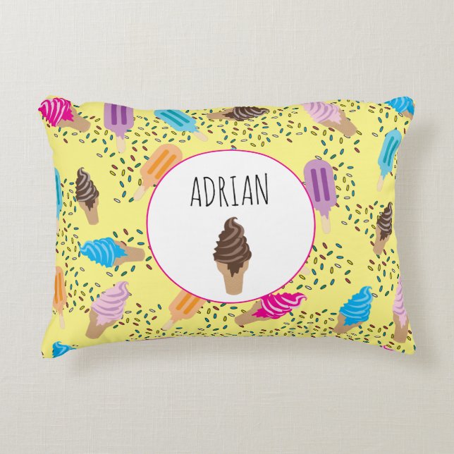 Colourful Summer Ice Cream Ice Pops Pattern Decorative Cushion (Front)