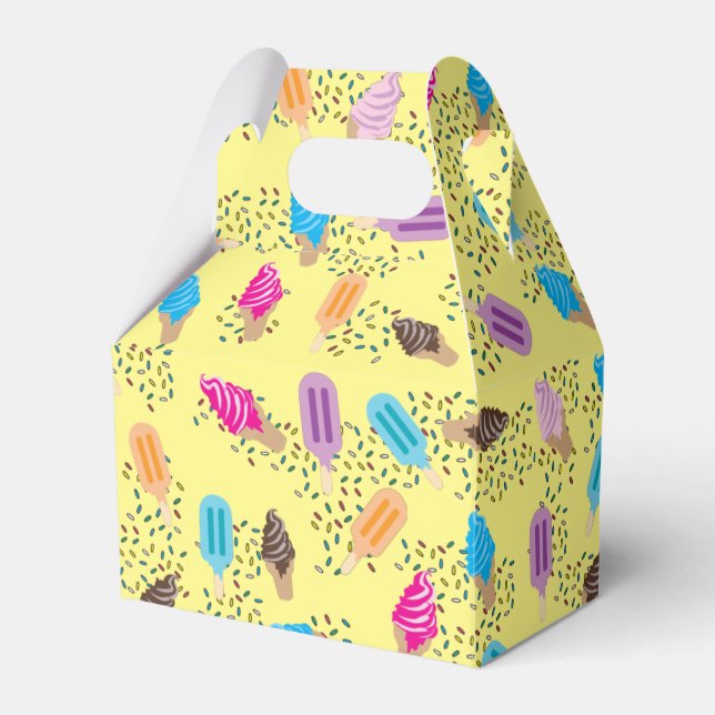 Colourful Summer Ice Cream Ice Pops Pattern Favour Box (Front Side)